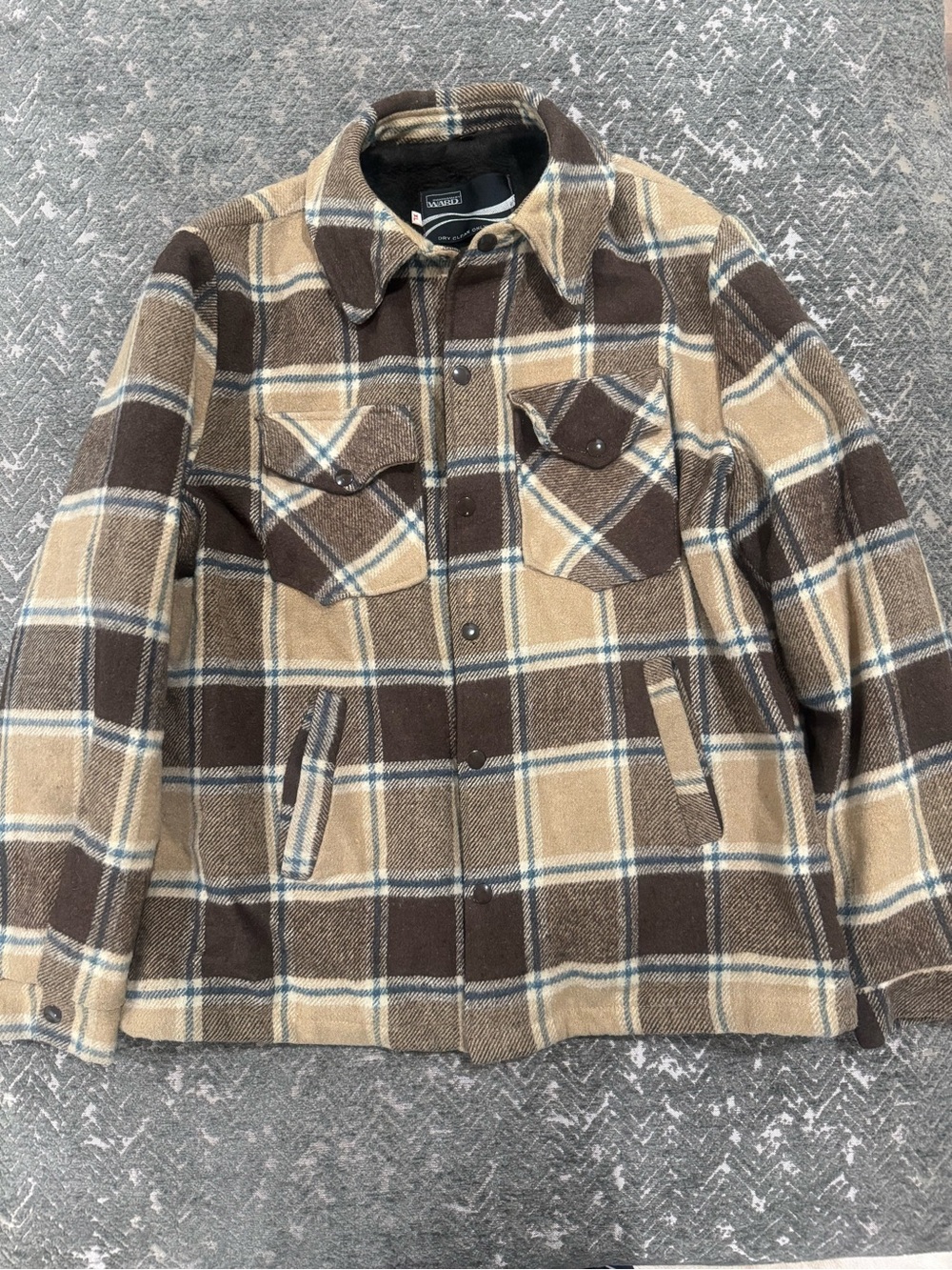 Vintage 70s 80s Montgomery Ward Plaid Sherpa Jacket XL Workwear Wool Coat